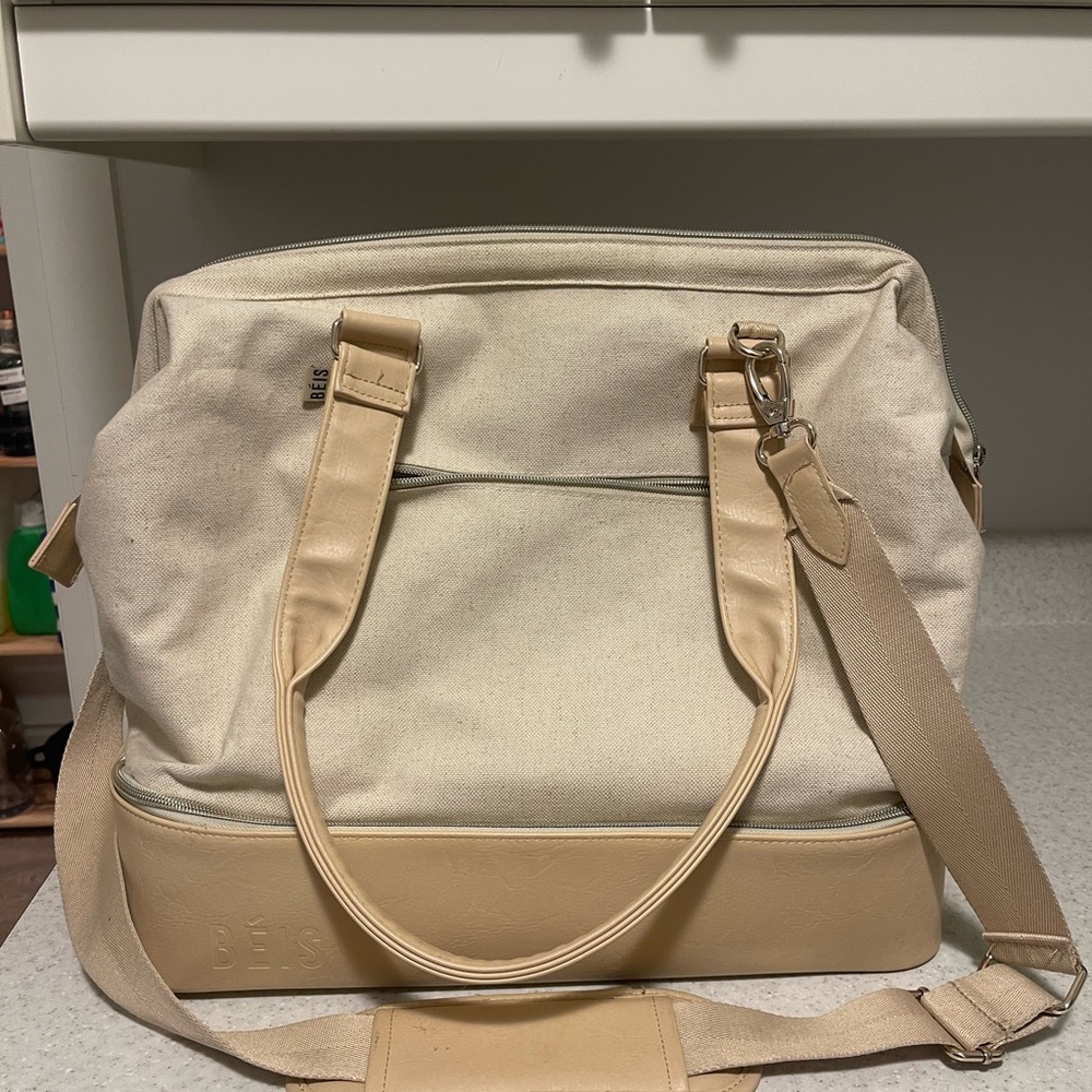 BEIS Cream Mini Weekender Bag - Picture 3 of 3